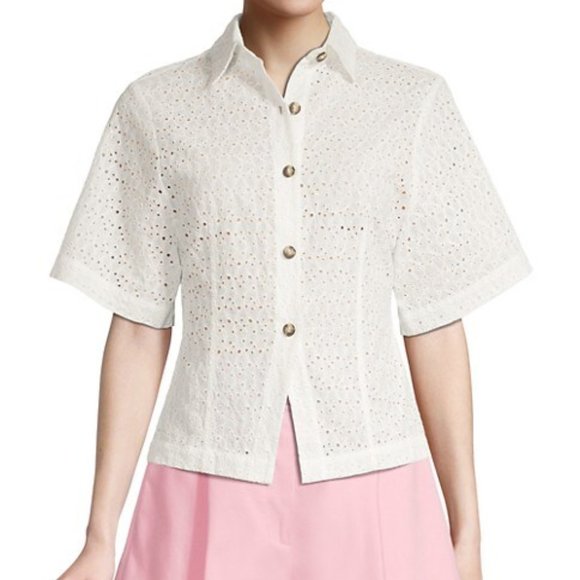 Rebecca Taylor Lea Eyelet Short-Sleeve Blouse - Picture 3 of 7